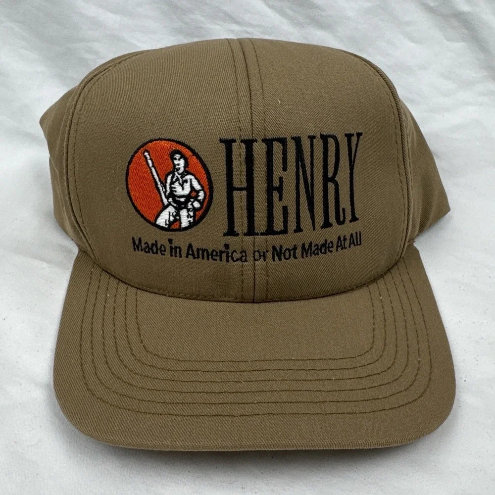 Henry Repeating Arms Rifle Co Made In USA Hat Cap Tan Beige Adjustable Strap